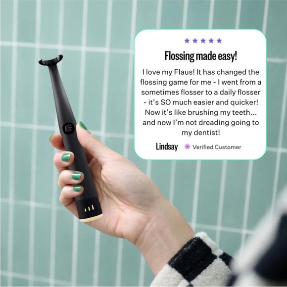 Flaus Electric Flosser Starter Kit + 90 brush head refills Black NEW SEALED NIB - Picture 8 of 8